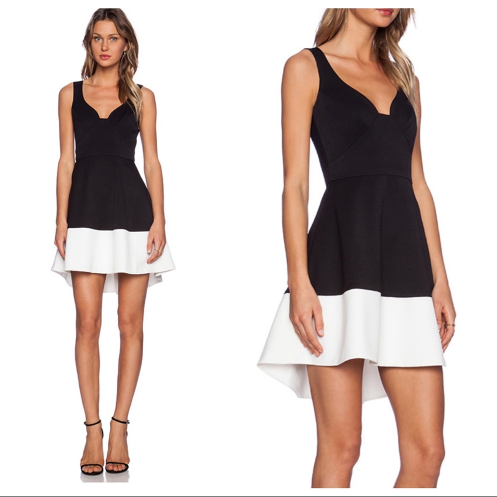 Black Halo Reese High Low Fit & Flare Dress